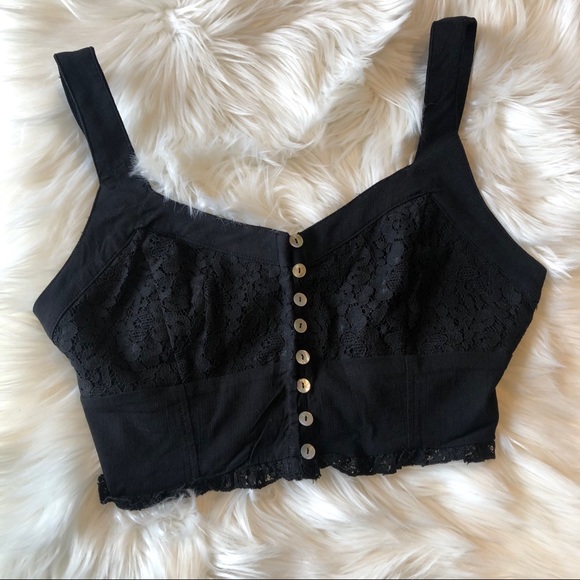 Free People Tops - NWT intimately Free Boho Black Lace Crop Top Sz M